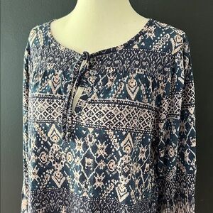 Lucky Brand Navy Patterned Blouse